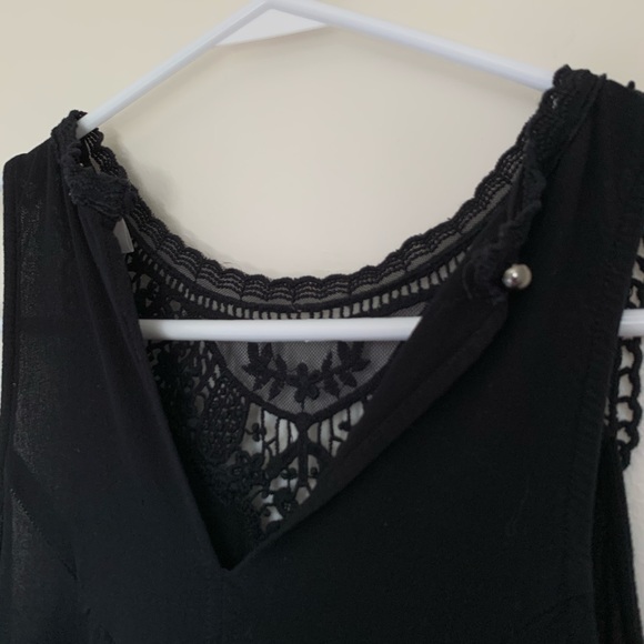 Black summer sun dress with lacy crochet detailing - Picture 3 of 5
